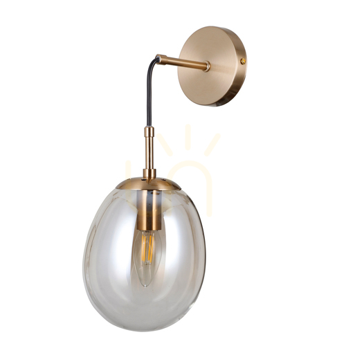 Kontrollera Italux vägglampa Meolo E14 guld amber metallglas WL-40825-1-GD