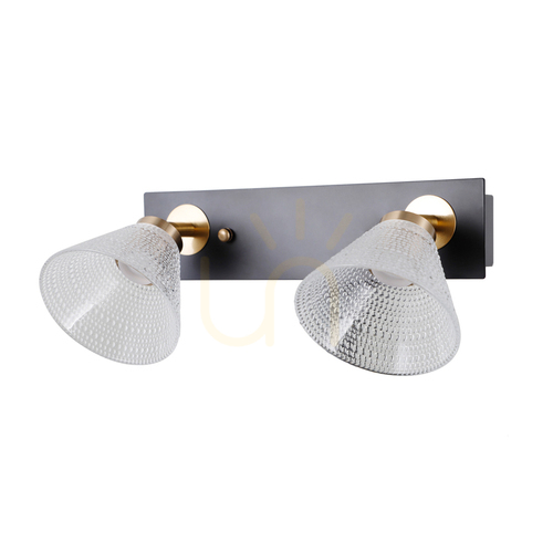 Kontrollera Italux Orella LED-vägglampa svart/guld, 2 ljuskällor WL-34393-2-BK-HBR