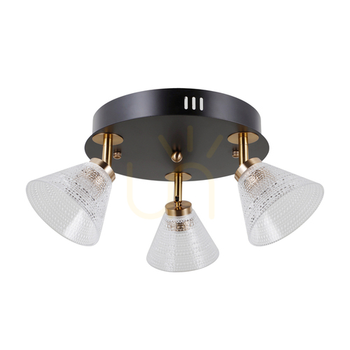 Kontrollera Italux vägglampa svart glas 3-ljus LED 3000K 42 cm WL-34393-3R-BK-HBR