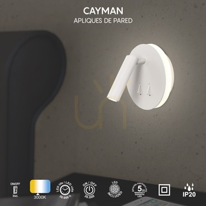 Mantra CAYMAN 6080 LED-vägglampa med läslampa, mattvit, 3000 K small 3