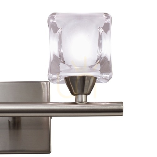 Kontrollera Mantra CUADRAX 0004030 vägglampa, 2 × G9 med 2,5 W LED-lampor, satinnickel och glas, 20 × 15 cm