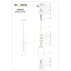 Mantra JARRAS 6196 pendellampa – kopparfinish, glas, E27, Ø17,5 cm small 7