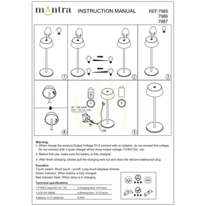 Mantra K4 7987 uppladdningsbar bordslampa Corten LED 3000 K small 5