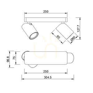 Mantra SAL 6282 takspotlight, mattvit, 2 × GU10 small 4