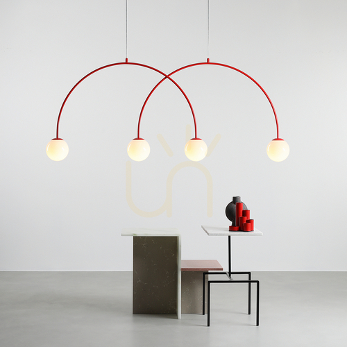 Kontrollera Aldex Una 4 Red Chilli L pendellampa, röd, 4 × E14, 149 cm, 1116L19_L