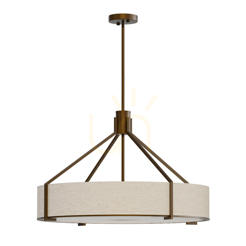 Kontrollera Pendellampa Doretto Open Design Highlights 70 cm matt vit/brun/beige E27 6 ljuskällor