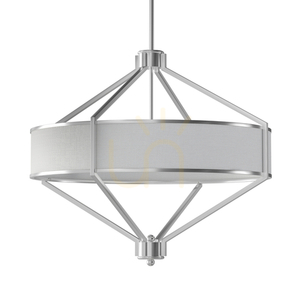 Pendellampa Zundo Open Design Highlights Satin Nickel Vit 600 mm 4-ljus E27 small 1