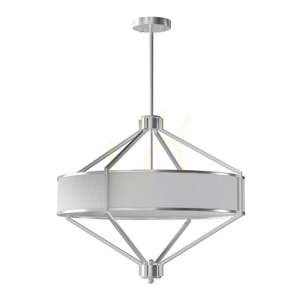 Pendellampa Zundo Open Design Highlights Satin Nickel Vit 600 mm 4-ljus E27 small 0