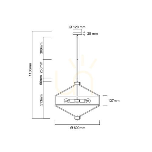 Kontrollera Pendellampa Zundo Open Design Highlights brun beige 4-ljus 60 cm metall tyg