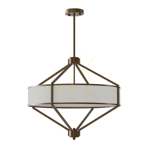 Kontrollera Pendellampa Zundo Open Design Highlights brun beige 4-ljus 60 cm metall tyg