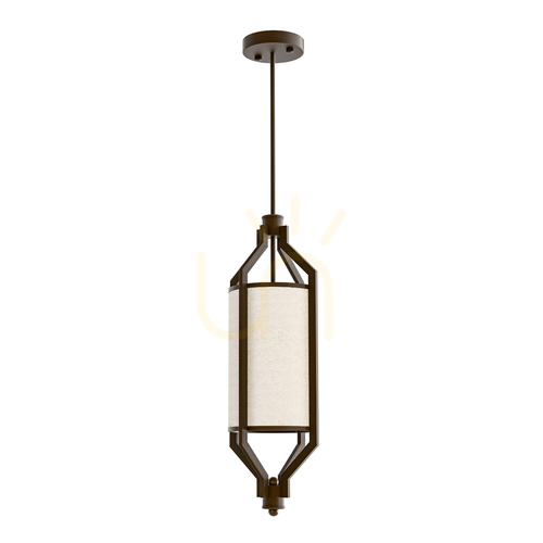 Kontrollera Pendellampa Zundo Open Design Highlights brun beige metall tyg 20 cm E27
