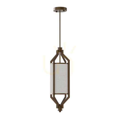 Kontrollera Pendellampa Zundo Open Design Highlights brun beige metall tyg 20 cm E27