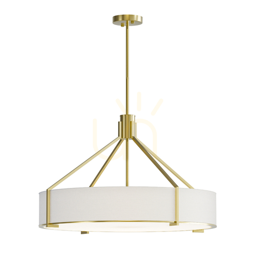 Kontrollera Pendellampa Doretto Open Design Highlights vit matt satin gold 6 ljuskällor Ø700 mm