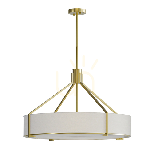 Kontrollera Pendellampa Doretto Open Design Highlights vit matt satin gold 6 ljuskällor Ø700 mm