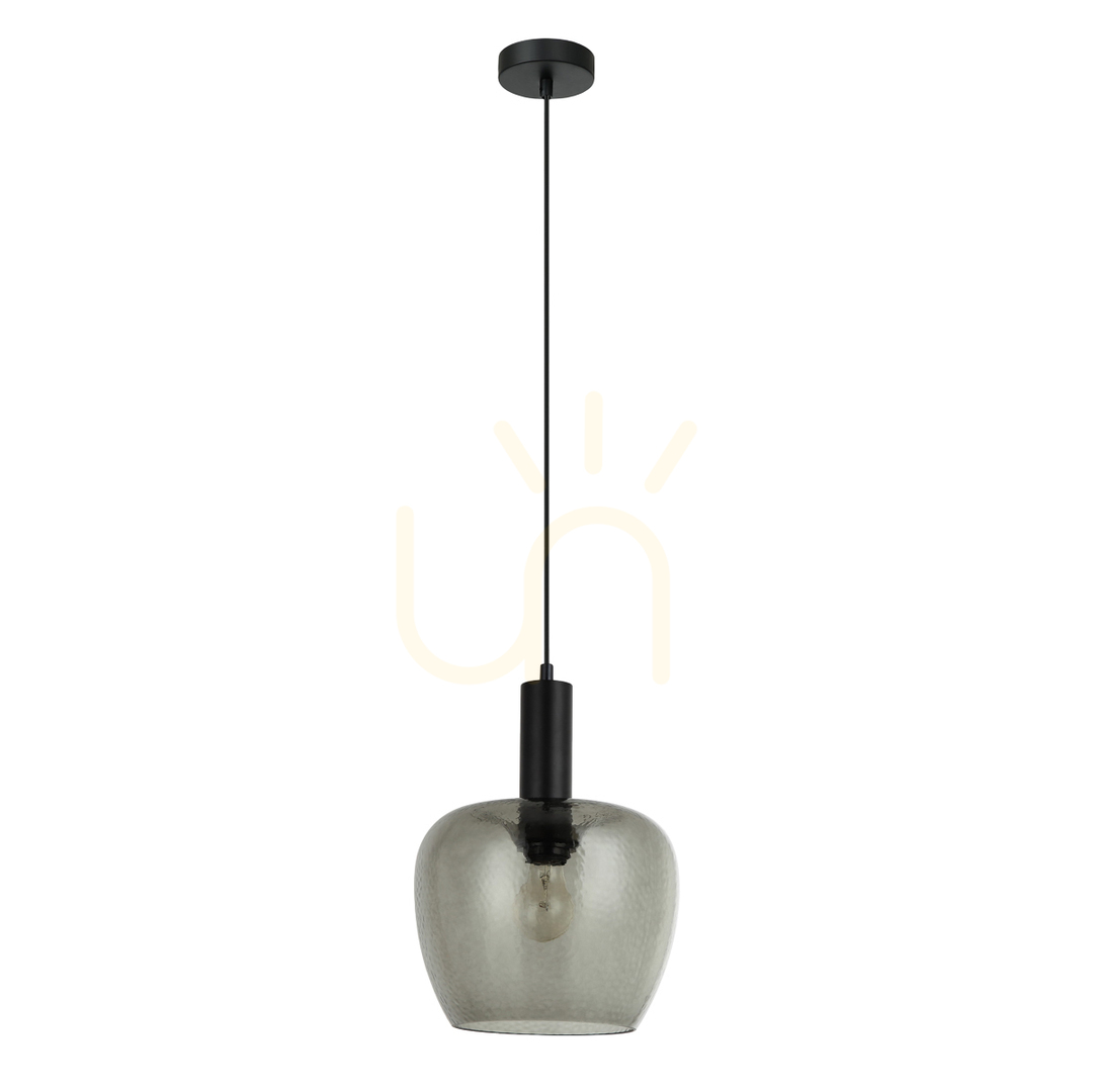 Kontrollera Italux Aprica svart rökglas pendellampa E27 25 cm PND-59769-BK-SG Italux Aprica svart rökglas pendellampa E27 25 cm PND-59769-BK-SG