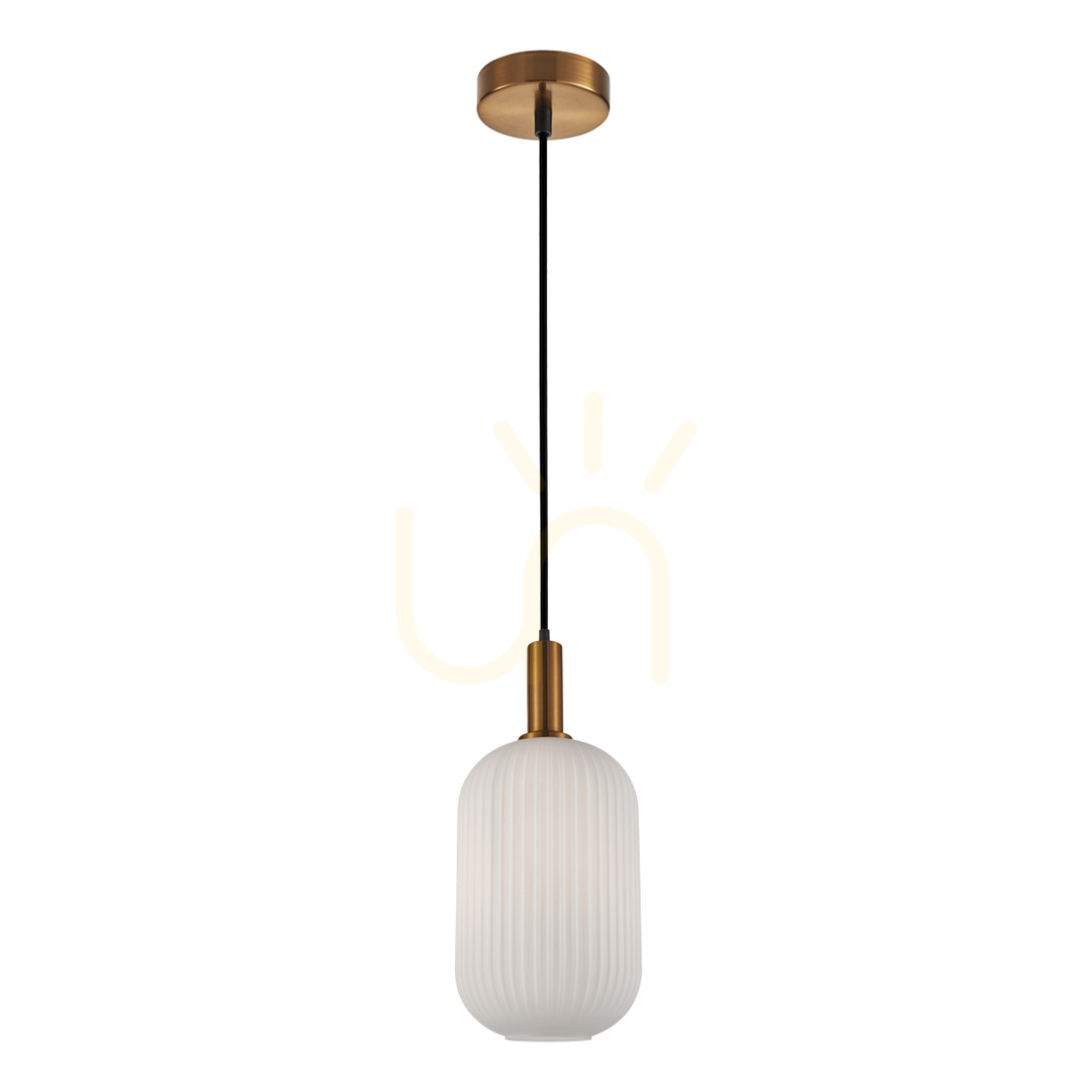 Kontrollera Italux Pendelarmatur vit glas guld E27 20 cm PND-31982-1A-GD Italux Pendelarmatur vit glas guld E27 20 cm PND-31982-1A-GD