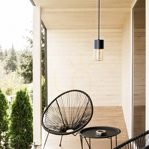 Kontrollera Rendl R14130 Quinn taklampa för utomhusbruk, Ip54 svart bärnstensfärgat glas