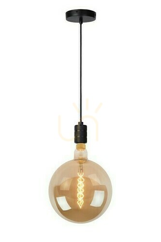 Kontrollera Pendellampa Lucide JOVA svart metall E27 vintage 08426/01/30
