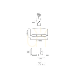 Taklampa Neo Toupe Slim KG/Ufo grå aluminium GU10 Open Design Highlights small 1