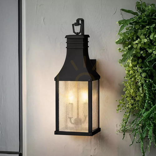 Kontrollera Elstead Beacon Hill vägglykta för utomhusbruk, museumssvart, 2×E14, 58,4 cm