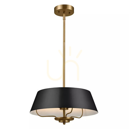 Kontrollera Luella taklampa, halvplafond - 3 ljuskällor - Svart, mässing Elstead
