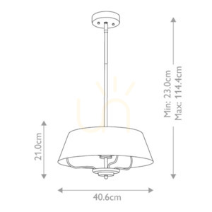 Luella taklampa, halvplafond - 3 ljuskällor - Borstad natur Elstead small 6