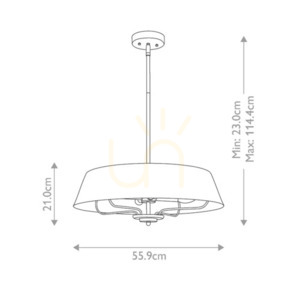 Luella taklampa, halvplafond - 4 ljuskällor - Svart, mässing Elstead small 7