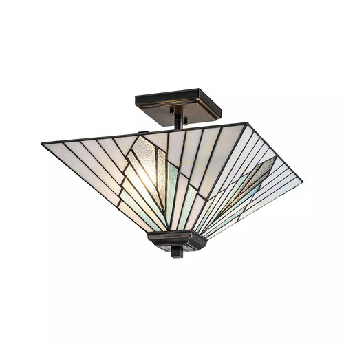 Kontrollera Pendellampa / taklampa med stag Alderley - 2 ljuskällor - vintagebrons Elstead