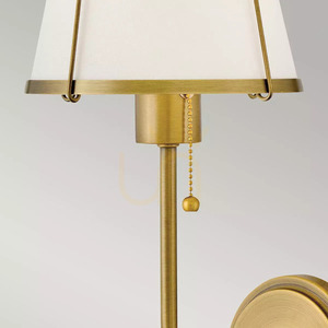 Vägglampa Elstead Clarke med dragströmbrytare mörk mässing, linneskärm E27 max. 40 W HK-CLARKE1-DBR-OW small 3