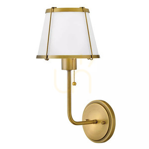 Vägglampa Elstead Clarke med dragströmbrytare mörk mässing, linneskärm E27 max. 40 W HK-CLARKE1-DBR-OW small 6