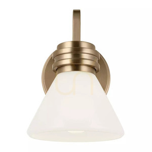 Farum vägglampa - 1 ljuskälla - champagnebrons, skärm i opalglas Elstead small 1