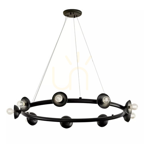 Kontrollera Palta ljuskrona - 9 ljuskällor - Satin black Elstead