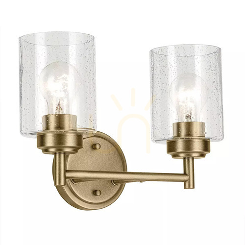 Kontrollera Winslow vägglampa - 2 ljuskällor - Naturell mässing Elstead