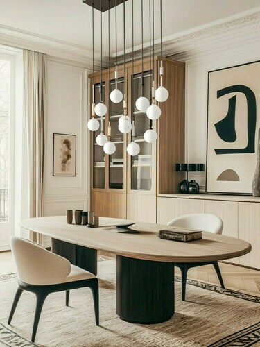 Kontrollera Pendellampa Open Design Highlights Ero 10-ljus vit opal krom svart guld 1800 mm