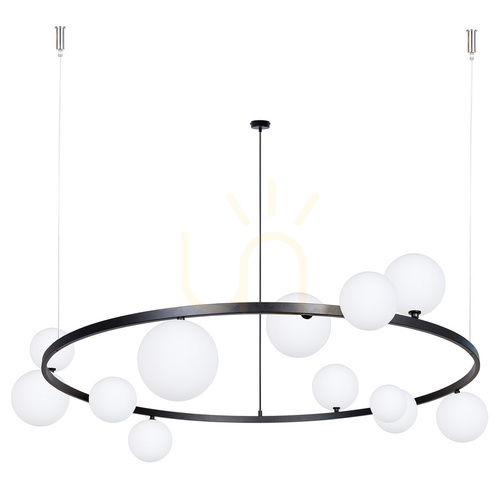 Kontrollera Ljuskrona Sigma BOLERO 12 svart vit glas G9 126 cm 41321