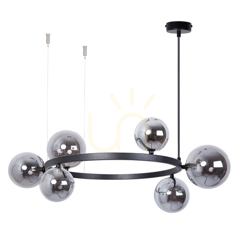 Kontrollera Ljuskrona Sigma BOLERO 6 svart grafit glas G9 72 cm 41325