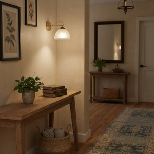 Italux Moreti E27 vägglampa antik mässingsfinish, vit opal kupa WL-40623-1-AB small 1