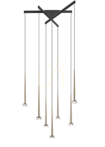 Zuma Line BOSTON P0603-07C-SDB1 pendellampa, 7 x LED, 3850 lm, 3000 K, matt svart och guld, 81 cm, höjd 88-168 cm small 0