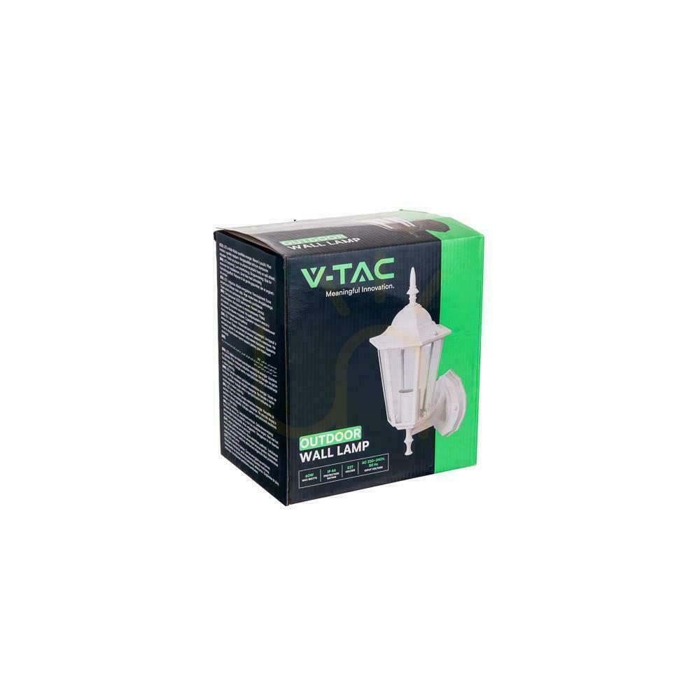 Display Trädgårdslykta Vägglampa V-TAC E27 Vit Mat VT-749 Trädgårdslykta Vägglampa V-TAC E27 Vit Mat VT-749