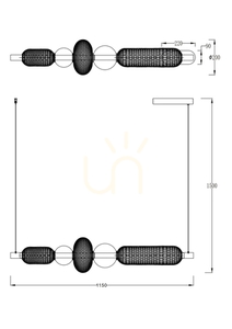 SAAR Taklampa MD2596-5B-3BGT Svart 1xLED. small 3