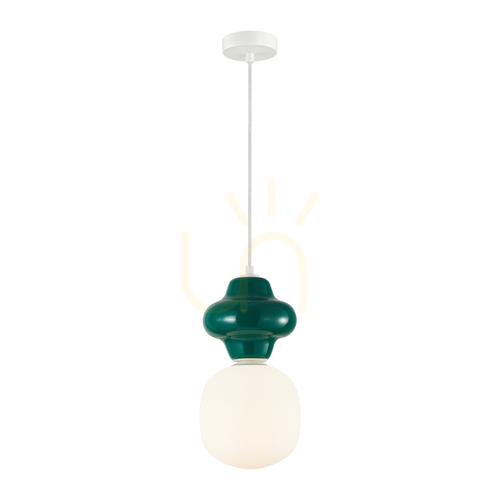 Kontrollera Italux Pendellampa Grön Glas Keramik E14 PND-94331-1L-GRN