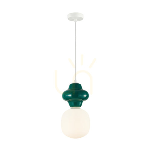 Kontrollera Italux Latera Pendel Taklampa Vit-Vanilj Keramik Glas E14 PND-94331-1S-GRN