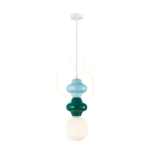 Italux Latera blågrön pendellampa med vit skärm E14 18 cm PND-94331A-1S-MLTI small 0
