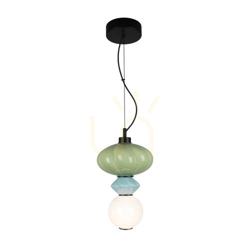 Kontrollera Italux Tordi grön och blå LED-pendellampa med opalglas, Ø20 cm, 8 W PND-94721-1A-MLTI