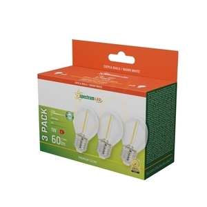 Led Ball E27 230 V 1 W Cog Ww Clear Spectrum 3-pack small 2