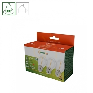 Led Ball E27 230 V 1 W Cog Ww Clear Spectrum 3-pack small 3