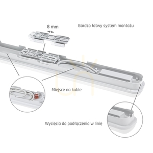 Limea Go Hermetic 600mm 25 W Cw 230 V 120st Ip65 Ik07 600x60x52mm Vit small 2