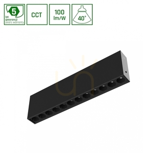 Grid S Utanpåliggande armatur 12 W Cct 230 V 40st Ip20 222x26x60mm Svart 5 år Gw. Spektrum small 0