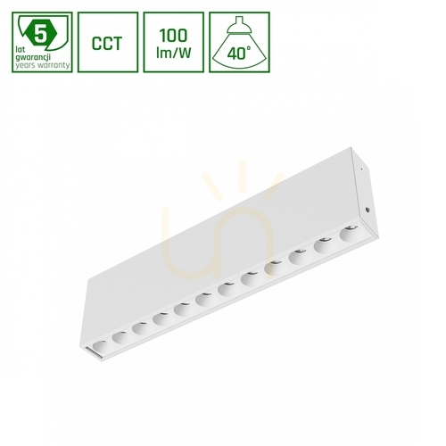 Kontrollera Grid S Utanpåliggande armatur 12 W Cct 230 V 40st Ip20 222x26x60mm Vit 5 år Gw. Spektrum