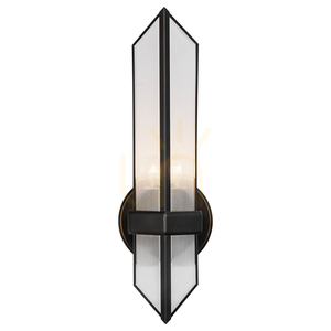 Vägglampa CAIRO 1 ljuskälla, Urban Bronze, räfflat glas, E27 - QUINTIESSE small 1